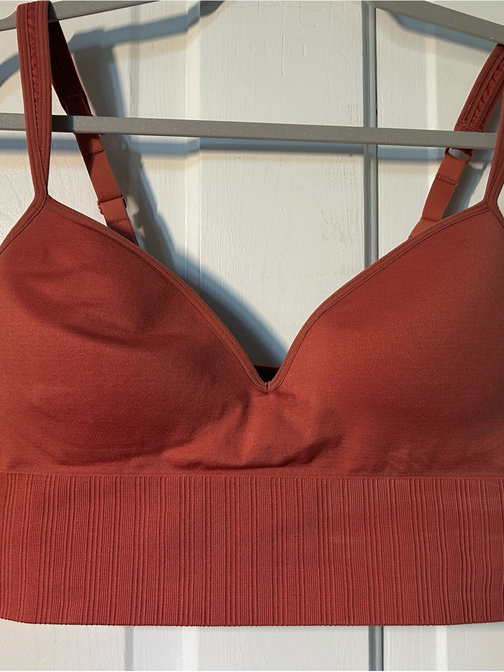 Athleta Seamless Padded Bralette in Rust Red